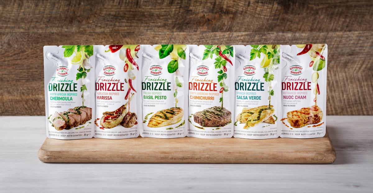 Gourmet Garden finishing drizzles. 